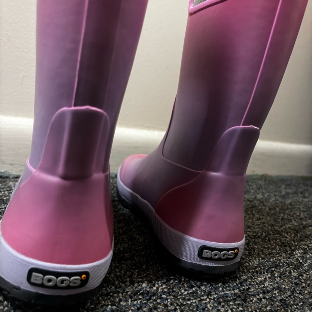 BOGS Kids Ombre Rain Boots Youth 6 – Pink Purple Waterproof Rubber Boots - Picture 9 of 12